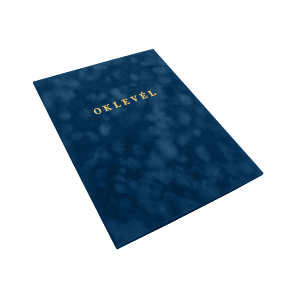 Oklevéltartó A4, prémium, arany nyomattal, Bluering® kék