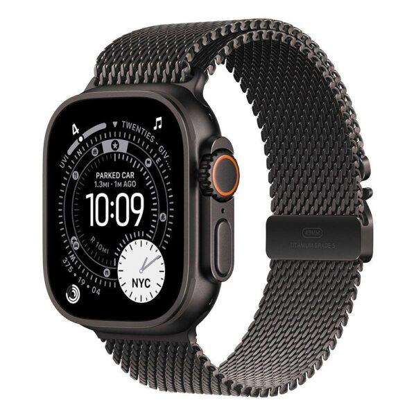 Okosóra Apple Watch Ultra 3 Cellular 49mm Black Titanium Case with Black Titanium Milanese Loop - Medium