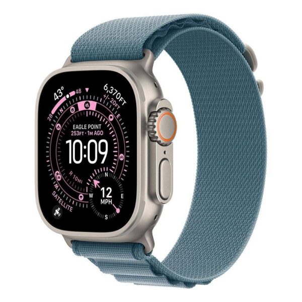 Okosóra Apple Watch Ultra 3 Cellular 49mm Natural Titanium Case with Light Blue Alpine Loop - Medium