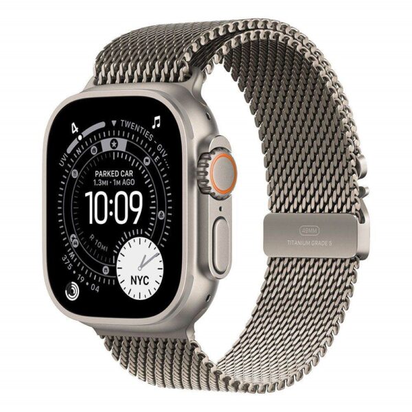 Okosóra Apple Watch Ultra 3 Cellular 49mm Natural Titanium Case with Natural Titanium Milanese Loop - Medium