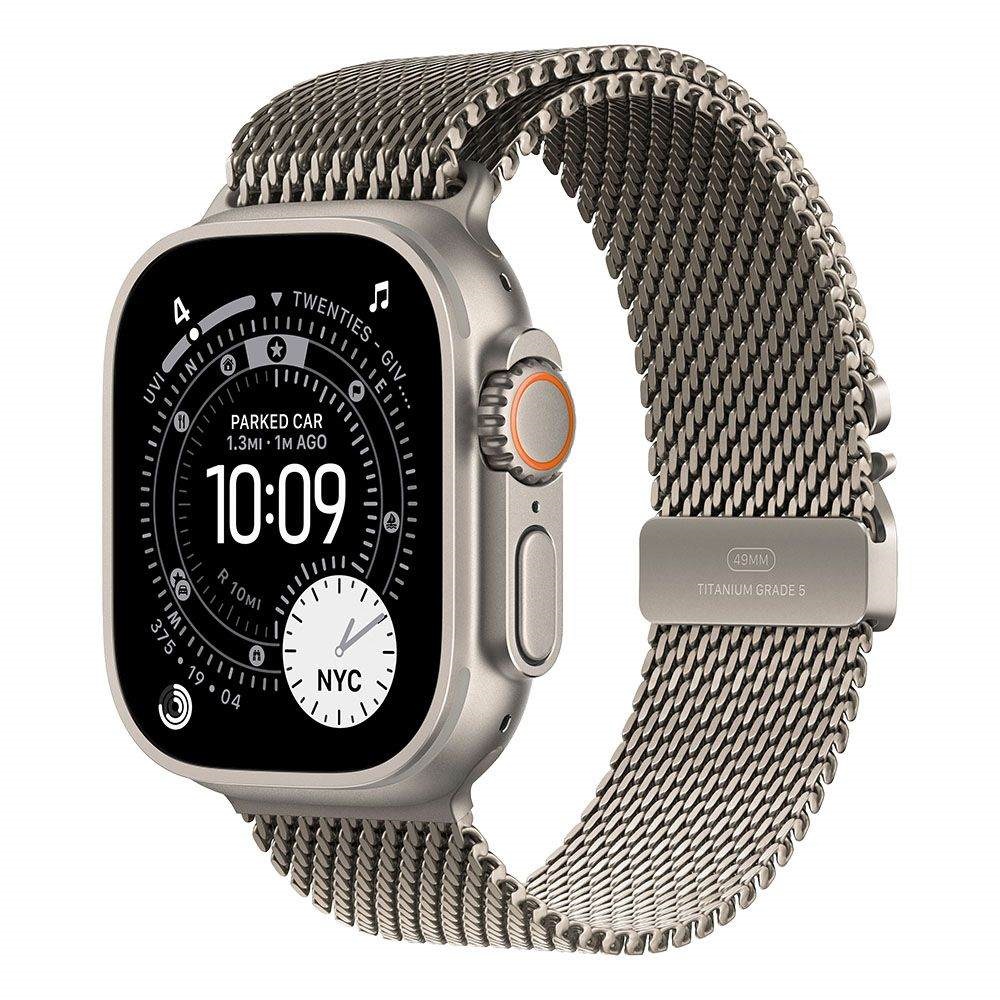 Okosóra Apple Watch Ultra 3 Cellular 49mm Natural Titanium Case with Natural Titanium Milanese Loop - Medium