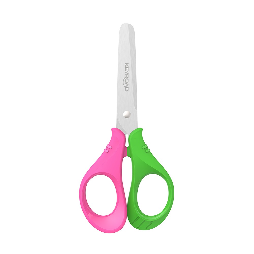 Olló 13 cm tompa fejű Keyroad Start zöld rózsaszín - Image 2