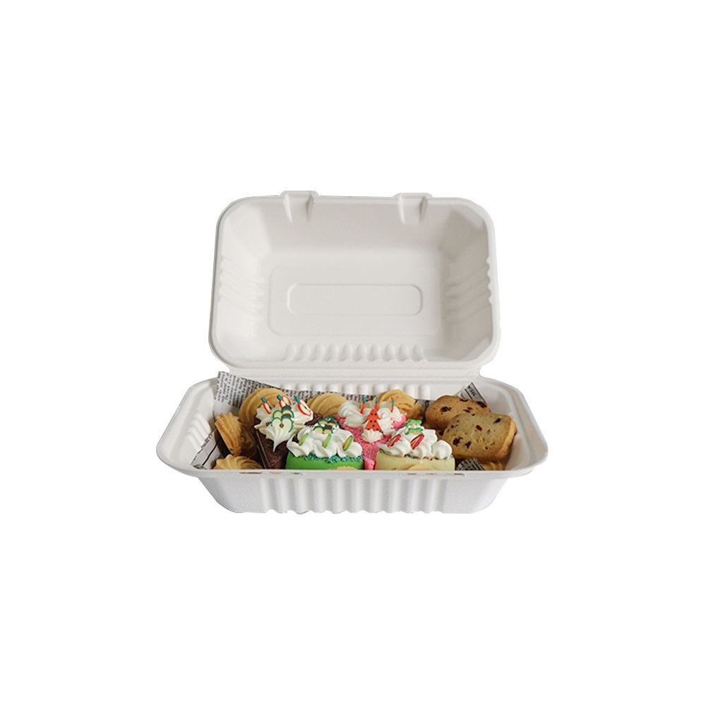 Papírdoboz ételes 22,86 x 15,24 x 8,12 cm komposztálható cukornád 125 db/csomag natúr - Image 2