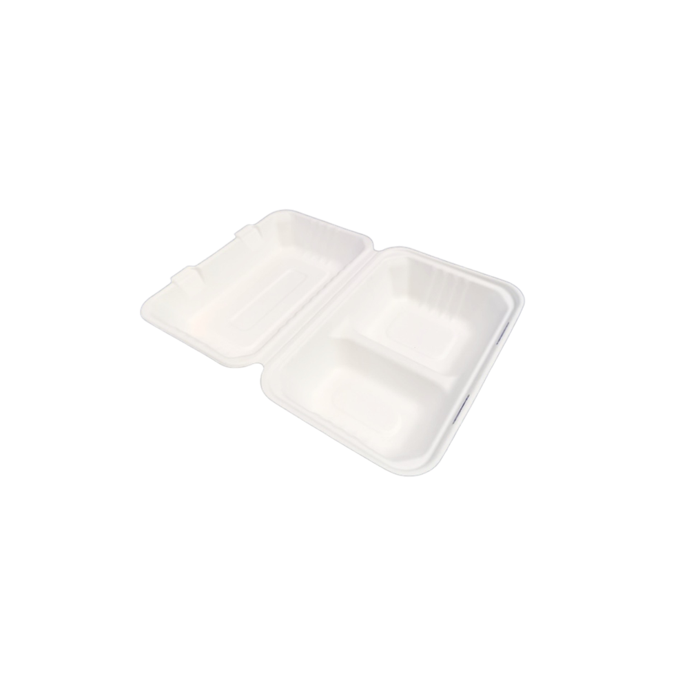 Papírdoboz ételes 2 részes 23 x 15 x 8 cm komposztálható cukornád 125 db/csomag natúr - Image 3