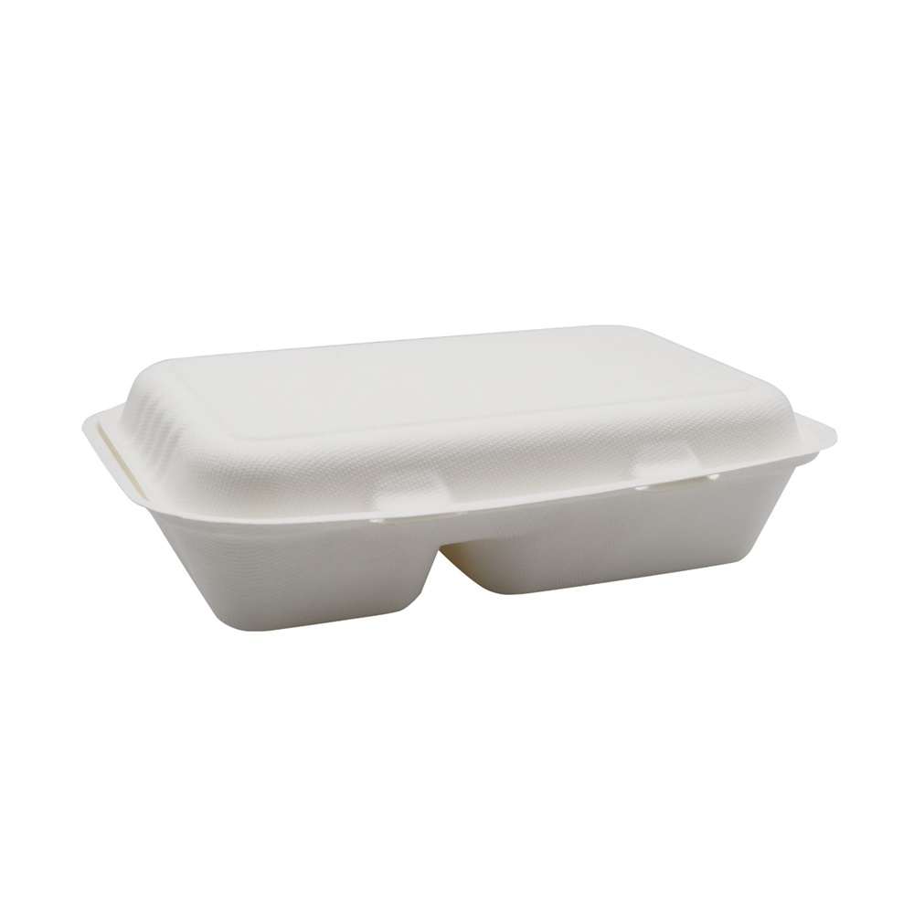 Papírdoboz ételes 2 részes 23 x 15 x 8 cm komposztálható cukornád 125 db/csomag natúr