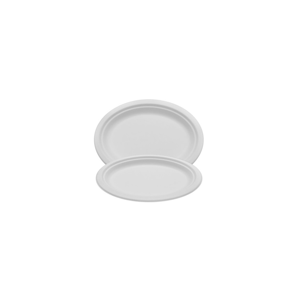 Papírtányér ovális 25,4  x 19,05 cm komposztálható cukornád 125 db/csomag natúr