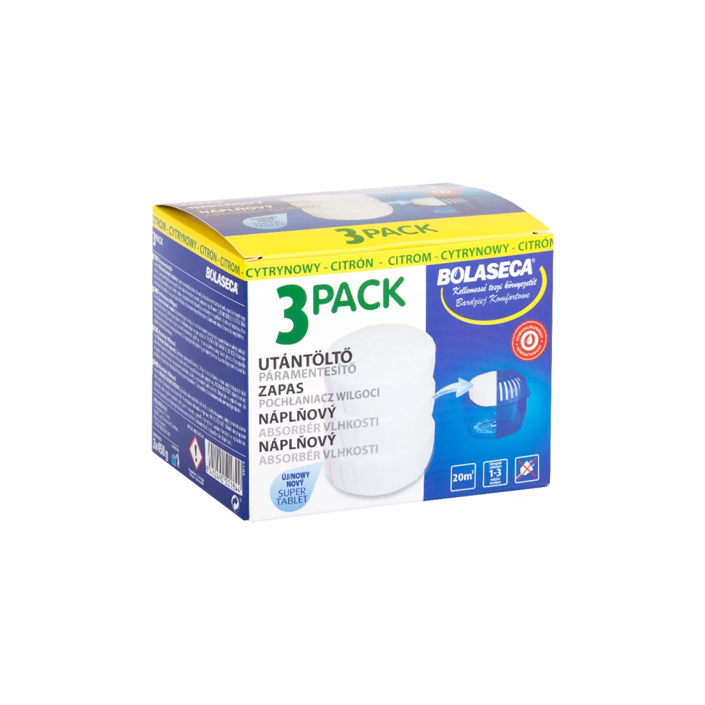 Páramentesítő utántöltő tabletta 3 x 450 g Bolaseca citrom