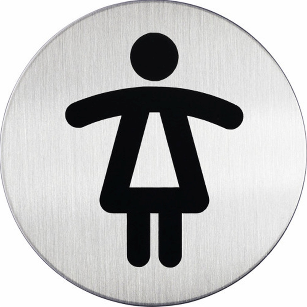 Piktogram, információs tábla, átmérő 83mm, Női WC Durable ezüst - Image 2