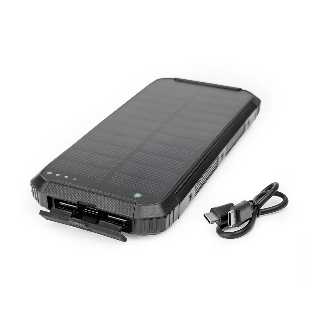 Powerbank napelemes 15W 2X USB-A + USB-C Platinet fekete