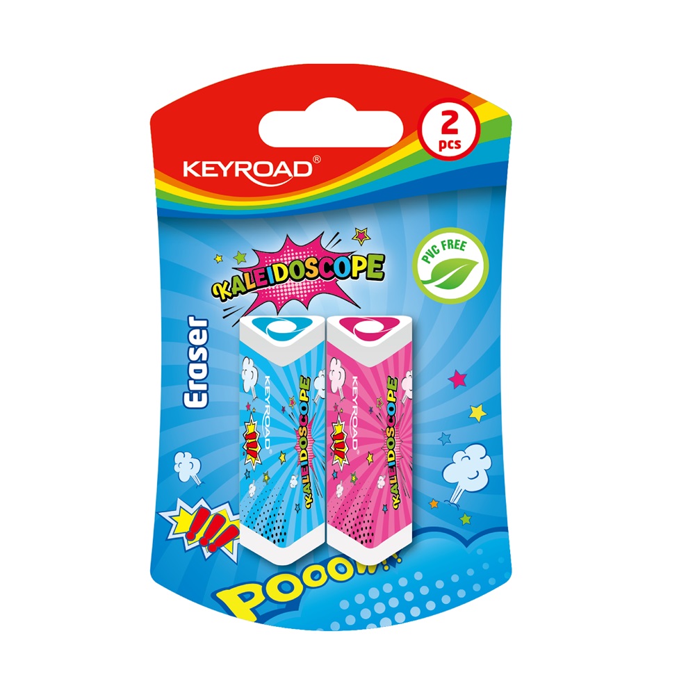 Radír, PVC mentes 2 db/bliszter Keyroad Kaleidoscope vegyes színek