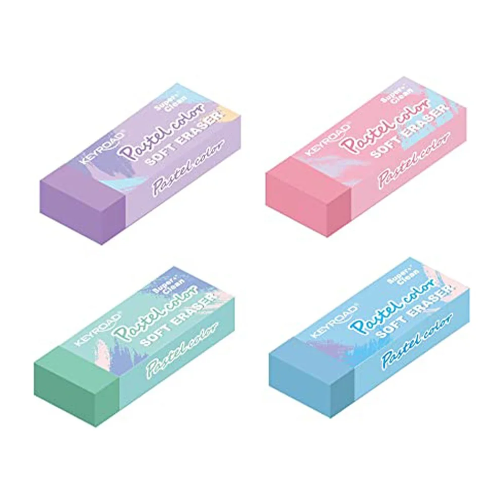 Radír, PVC mentes 2 db/bliszter Keyroad Pastel Color vegyes színek - Image 2