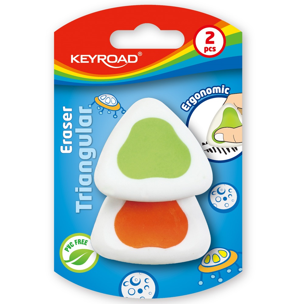 Radír, PVC mentes 36 db/display Keyroad Triangular vegyes színek - Image 3