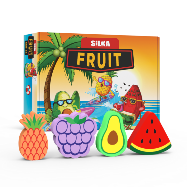 Radír, gyümölcs, 36 db/display, Silka