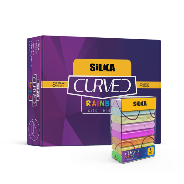 Radír, kerekített szélű, 8 db-os készletben, pasztell színekben, 30 klt/display Silka