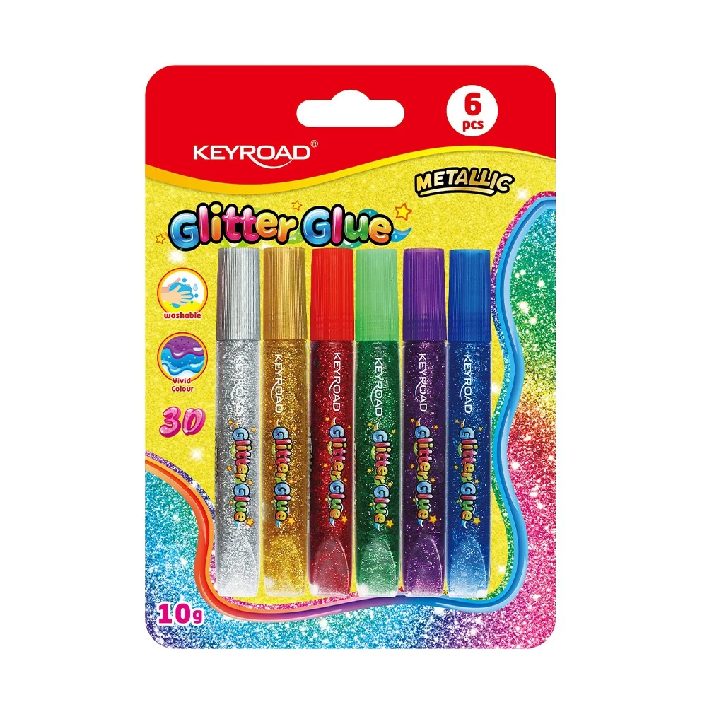 Ragasztó folyékony dekorációs , glitteres, Keyroad, 6 x 10 g