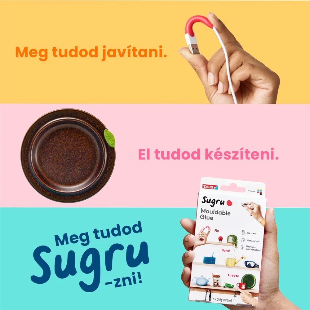 Gyurmaragasztó, formázható, többcélú Tesa Sugru 3 szín/doboz rózsaszín/narancssárga/zöld - Image 8