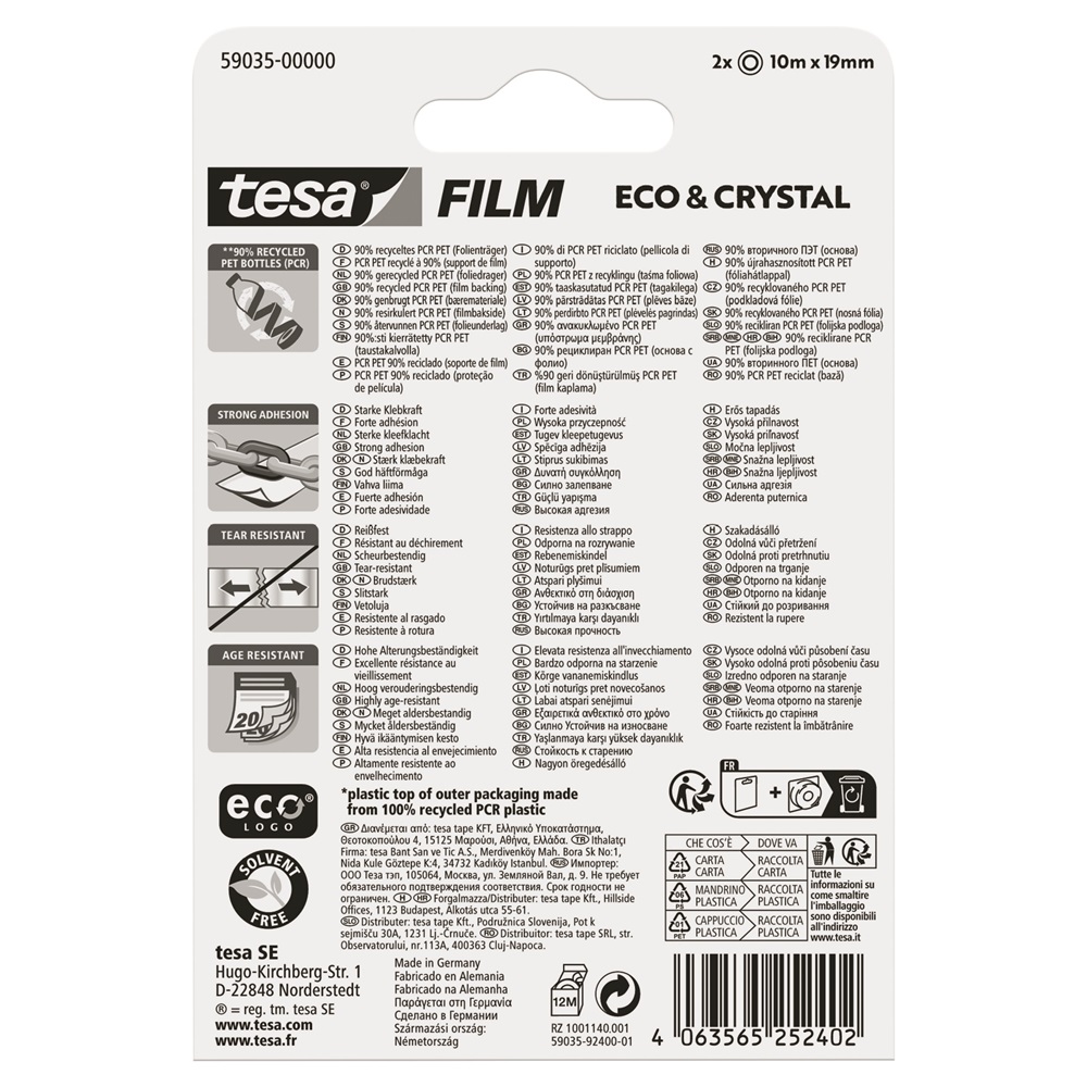 Ragasztószalag 19mmx10m irodai átlátszó újrahasznosított Tesa Eco & Crystal 2db/bliszter - Image 2