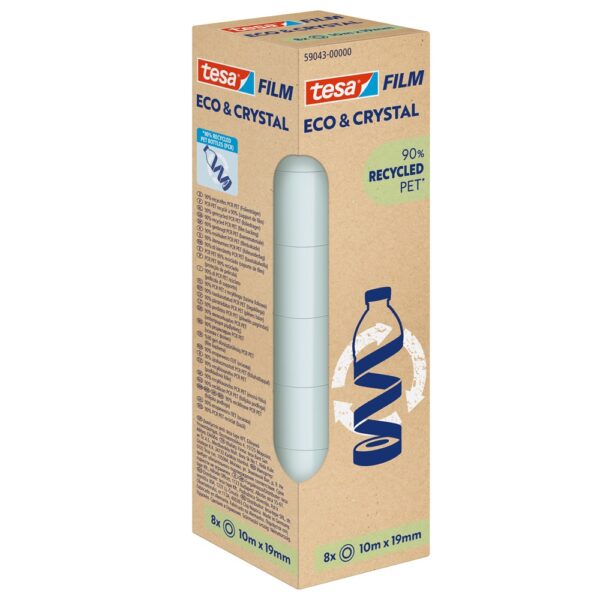 Ragasztószalag 19mmx10m irodai átlátszó újrahasznosított Tesa Eco & Crystal 8db/doboz