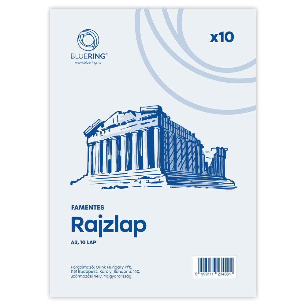 Rajzlap A3, famentes fóliázva Bluering® 10 ív/csomag,