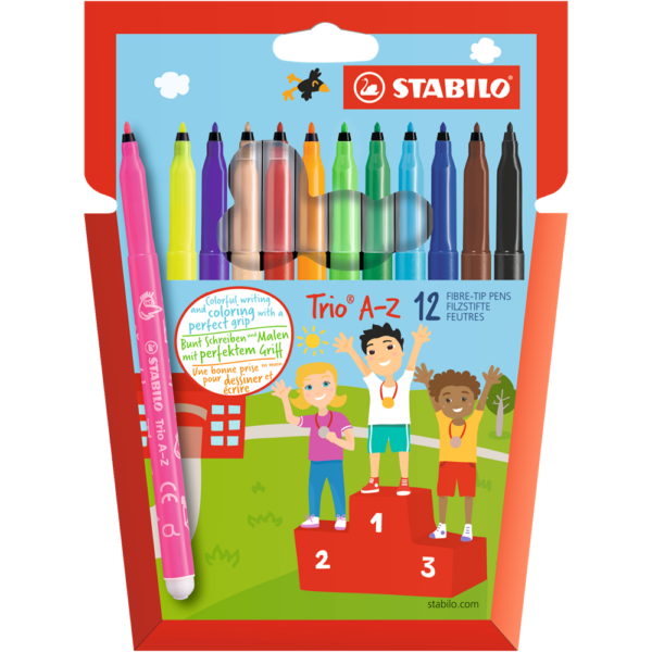 Rostirón, filctoll készlet, vízbázisú háromszögletű Stabilo Trio A-Z 378/12 12 klf. Szín