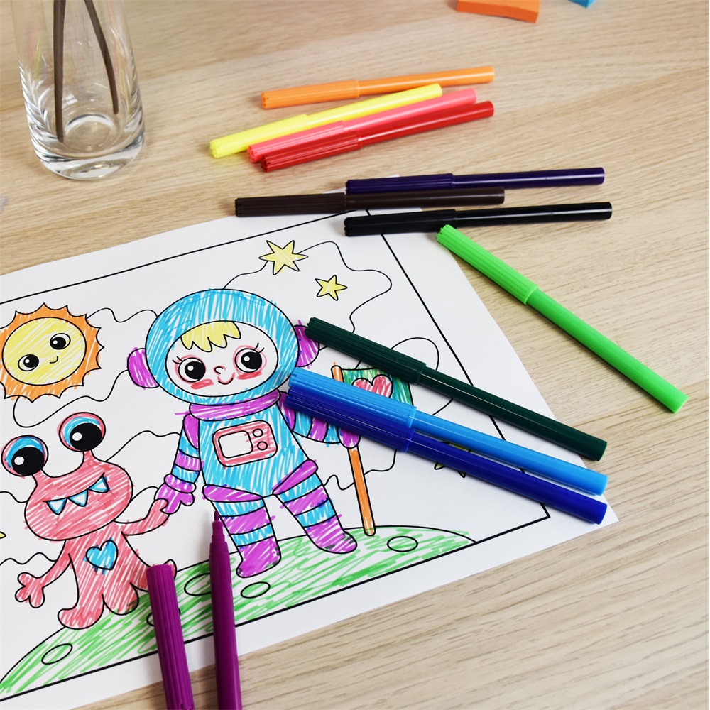 Rostirón kúpos végű filctoll készlet, vízbázisú, 1mm, Bluering®, 12 klf. szín, - Image 3