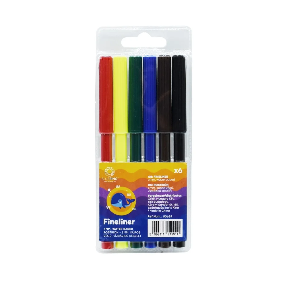 Rostirón kúpos végű, vízbázisú készlet, 1mm, Bluering®, 6 klf. szín,