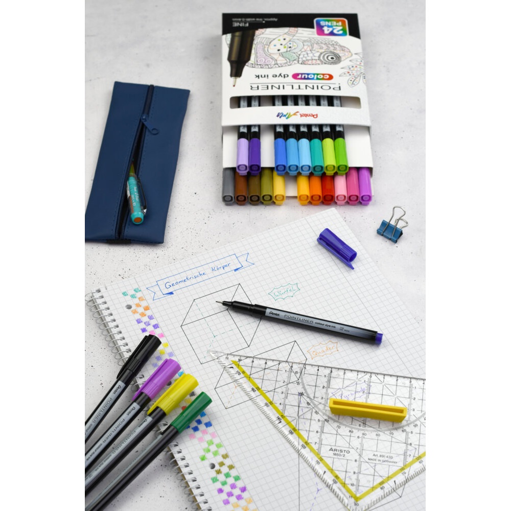 Rostirón, tűfilc készlet, 0,4 mm, Pentel Pointliner 12 klf. szín - Image 2