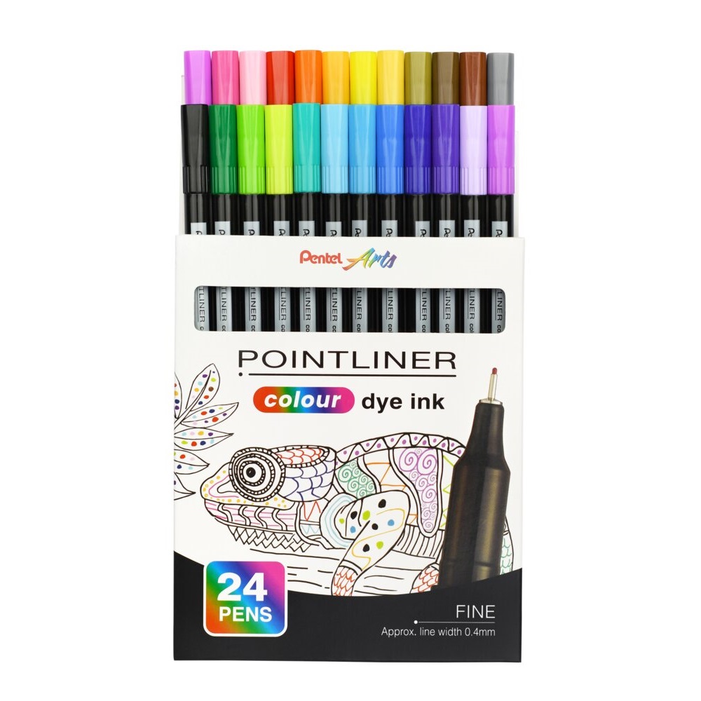 Rostirón, tűfilc készlet, 0,4 mm, Pentel Pointliner 24 klf. szín - Image 2