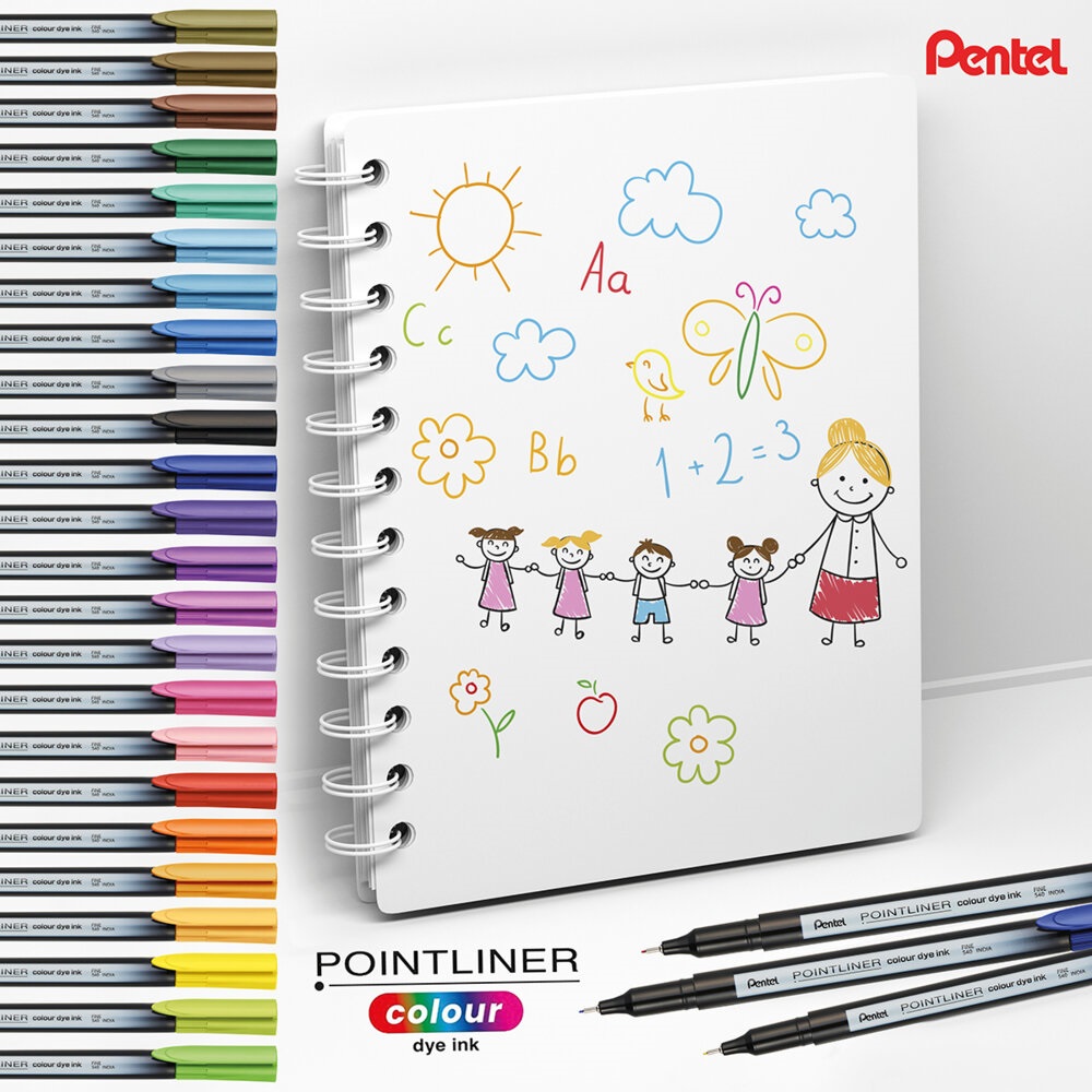 Rostirón, tűfilc készlet, 0,4 mm, Pentel Pointliner 6 klf. szín - Image 3