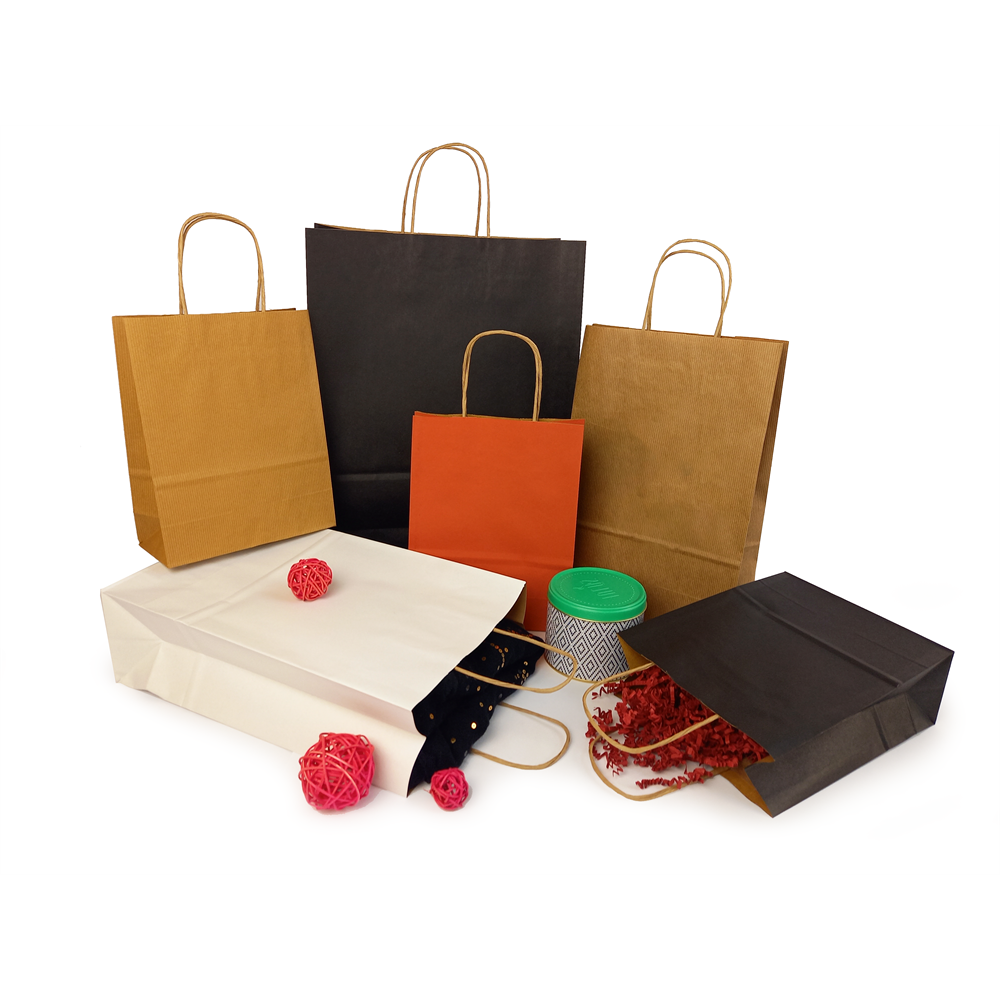 Sodrottfüles papírtáska 320x420mm 150mm talp L méret 200 db/doboz, piros - Image 5