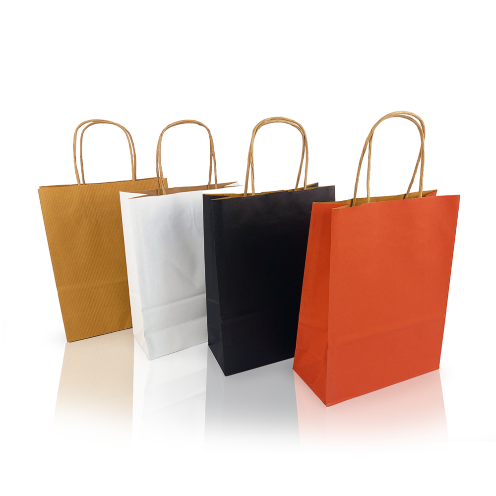 Sodrottfüles papírtáska 185x240mm 80mm talp S méret 250 db/doboz, fekete - Image 3