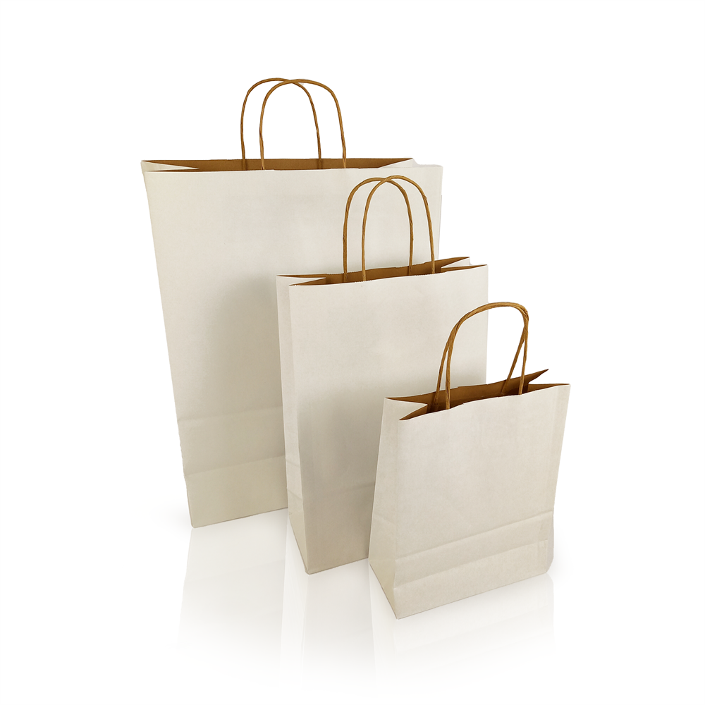 Sodrottfüles papírtáska 185x240mm 80mm talp S méret 250 db/doboz, fehér - Image 2