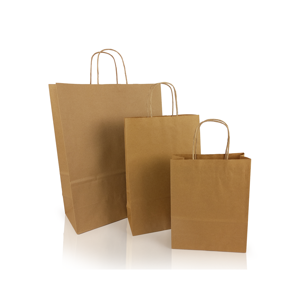 Sodrottfüles papírtáska 220x330mm 100mm talp M méret 200 db/doboz, bordázott barna - Image 2