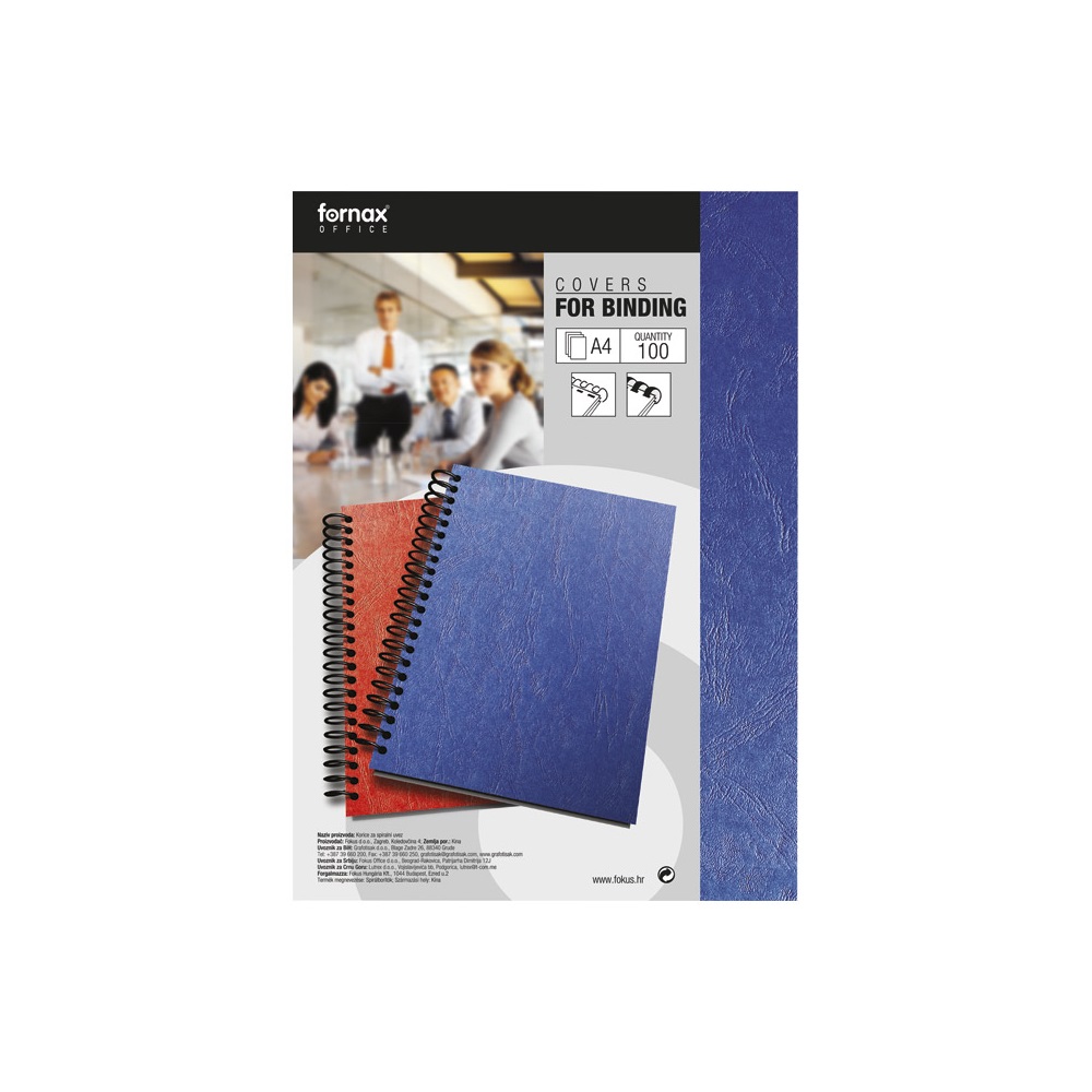 Hátlap, A4, 250 g. matt bőrhatású 100 db/csomag, Fornax, kék - Image 2