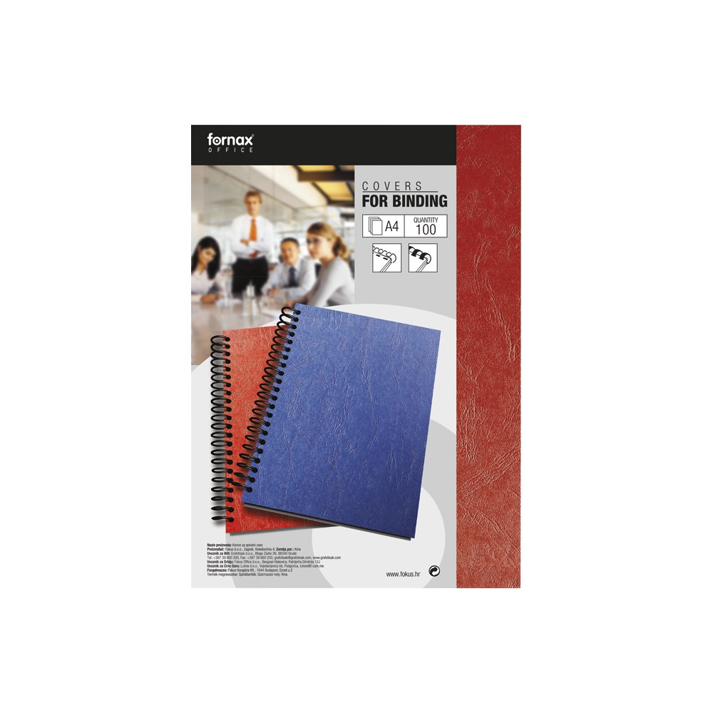 Hátlap, A4, 250 g. matt bőrhatású 100 db/csomag, Fornax, piros - Image 2