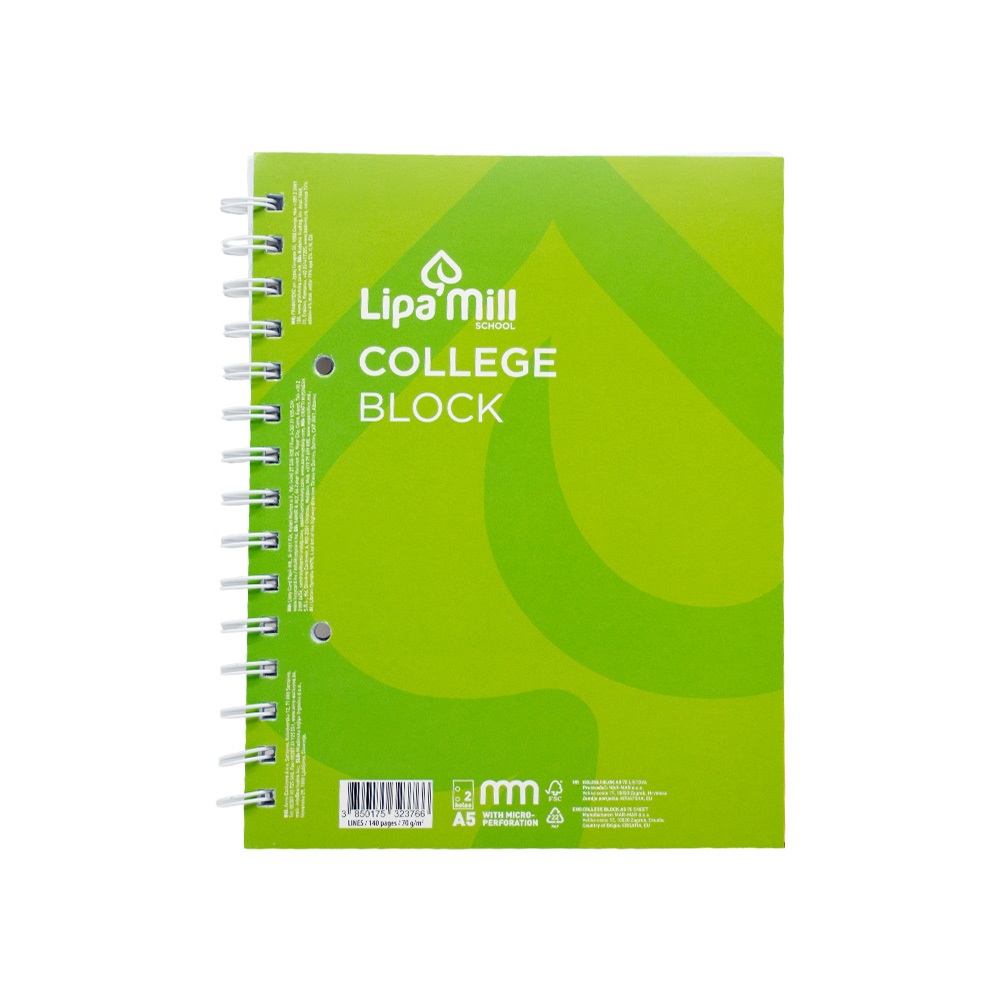 Spirálfüzet A5, 70lap vonalas perforált lyukasztott Lipa Mill vegyes színekben - Image 2