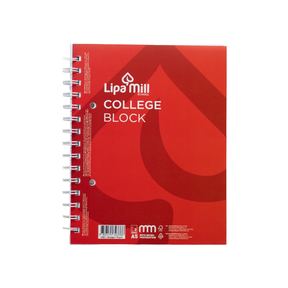 Spirálfüzet A5, 70lap vonalas perforált lyukasztott Lipa Mill vegyes színekben - Image 3