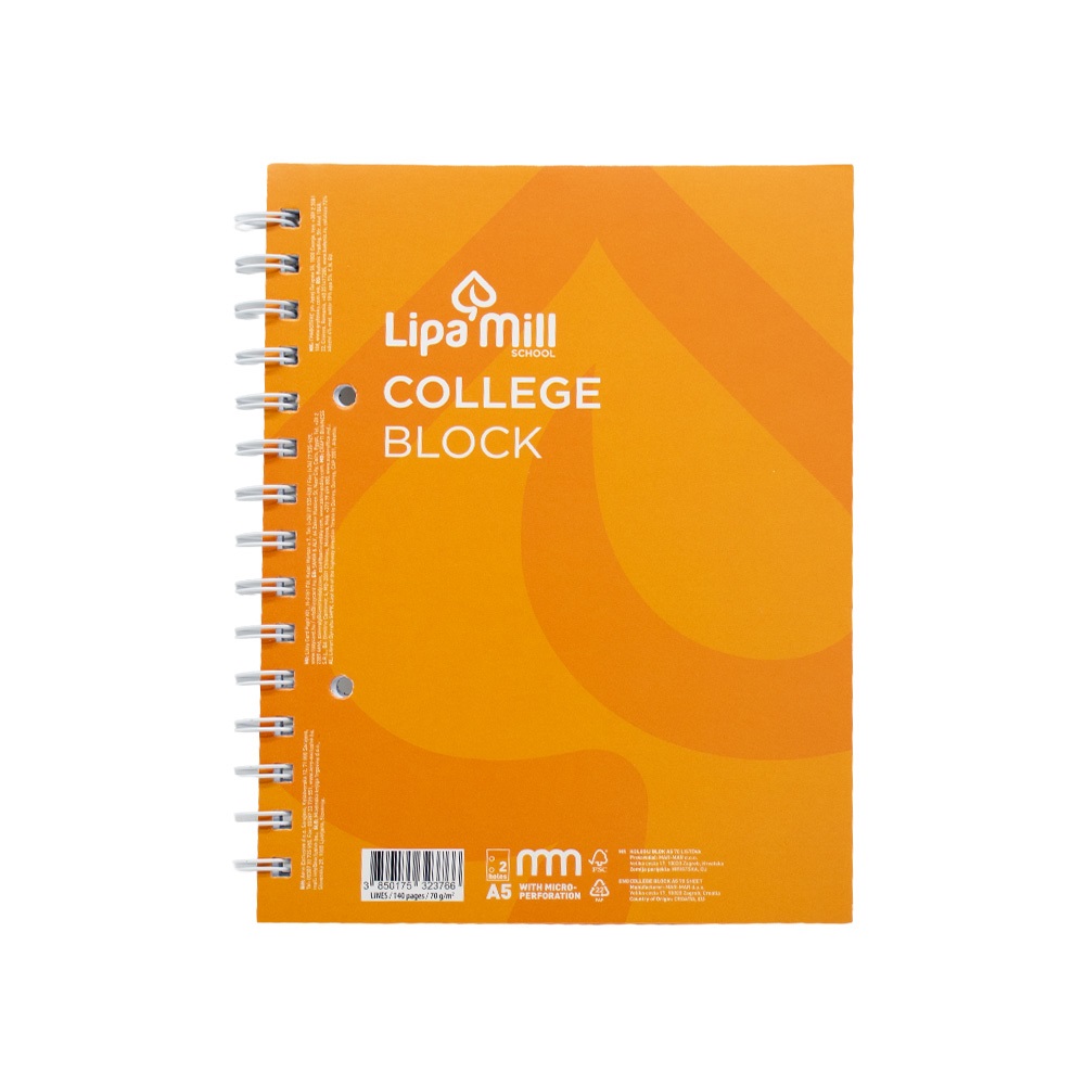 Spirálfüzet A5, 70lap vonalas perforált lyukasztott Lipa Mill vegyes színekben - Image 5