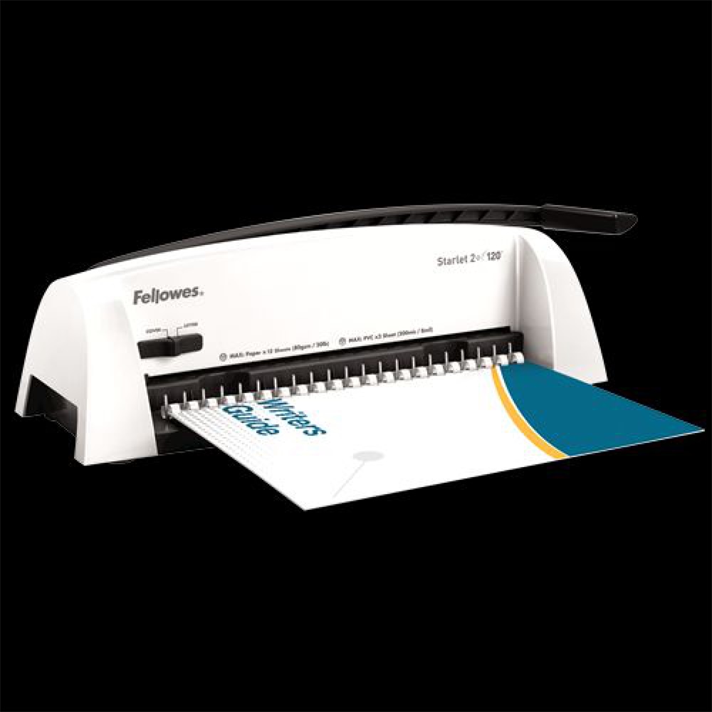 Spirálozógép, műanyag spirálkötéshez, manuális, 120lap, Fellowes® Starlet 2+ - Image 2