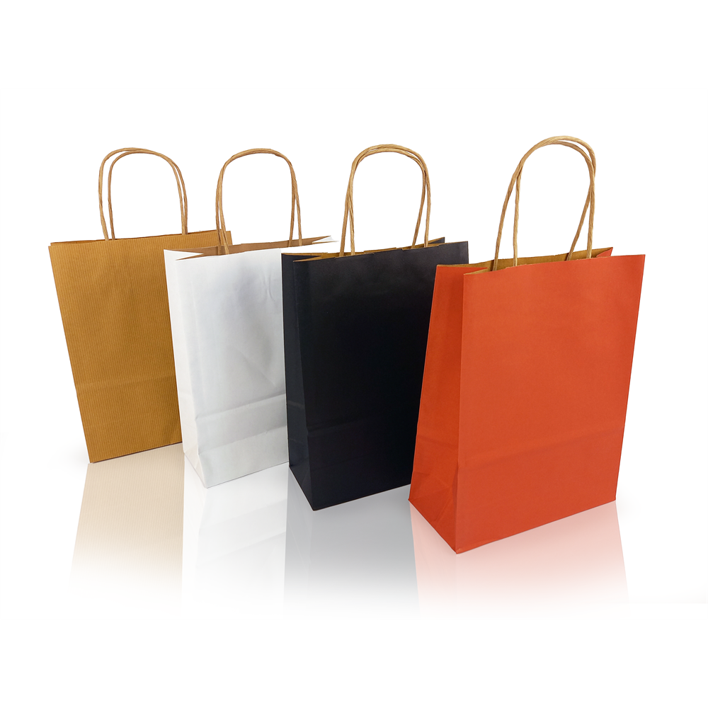 Sodrottfüles papírtáska 320x420mm 150mm talp L méret 200 db/doboz, fekete - Image 3