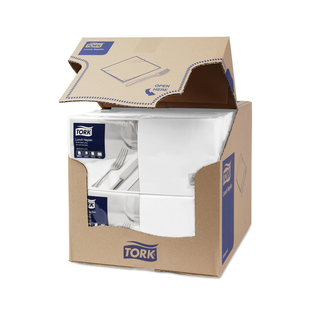 Szalvéta 2 rétegű 1/4 hajtás lapméret: 32,8 x 32,5 cm 200 lap/csomag Lunch Tork_477149 fehér - Image 2
