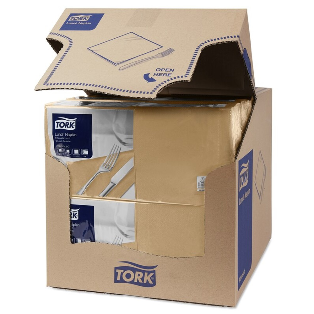 Szalvéta 2 rétegű 1/4 hajtás lapméret: 32,8 x 32,5 cm 200 lap/csomag Lunch Tork_477202 keksz - Image 2