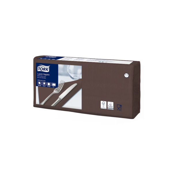 Szalvéta 2 rétegű 1/4 hajtás lapméret: 32,8 x 32,5 cm 200 lap/csomag Lunch Tork_477208 barna