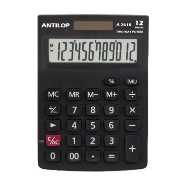 Számológép asztali 12 számjegy nagy, döntött kijelző Antilop A-2618