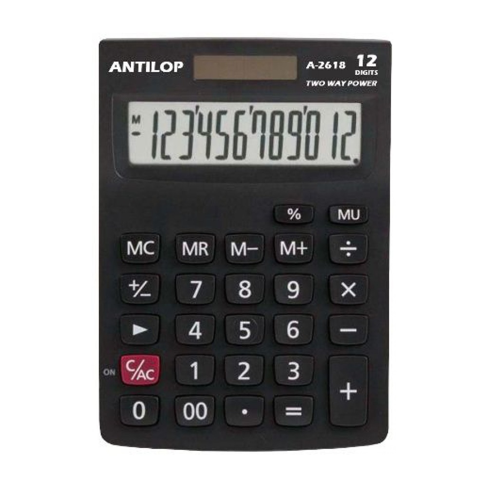 Számológép asztali 12 számjegy nagy, döntött kijelző Antilop A-2618