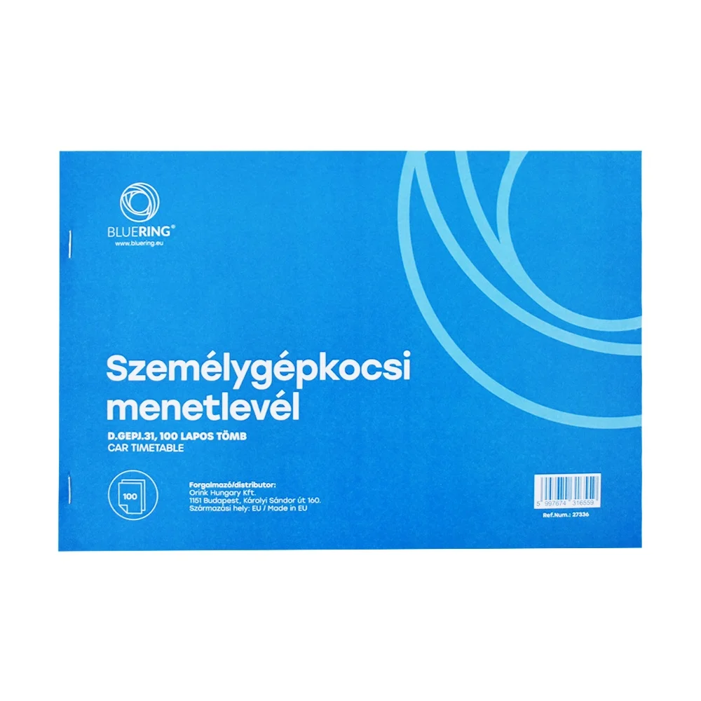 Személygépkocsi menetlevél 100lap,os tömb A4, fekvő D.GEPJ.31 Bluering®