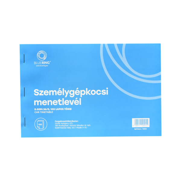 Személygépkocsi menetlevél A5, 100 lapos D.GEPJ.36/5 Bluering®