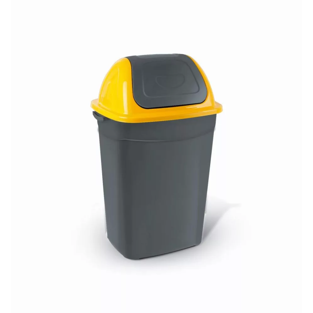 Szemetes kuka billenő fedéllel műanyag 50 literes UP013S antracit-sárga
