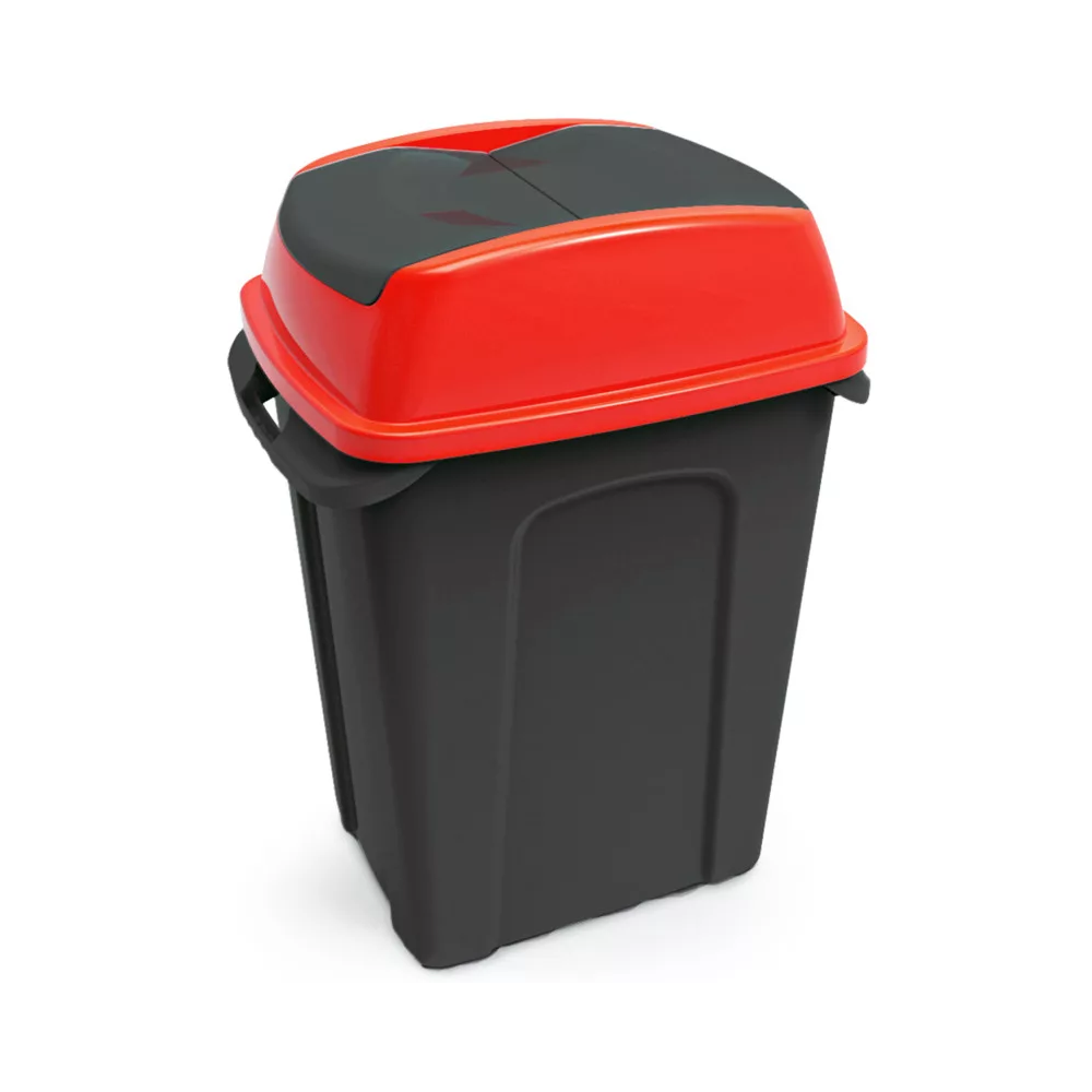Szemetes kuka billenő fedéllel műanyag 70 literes HIPPO antracit/piros