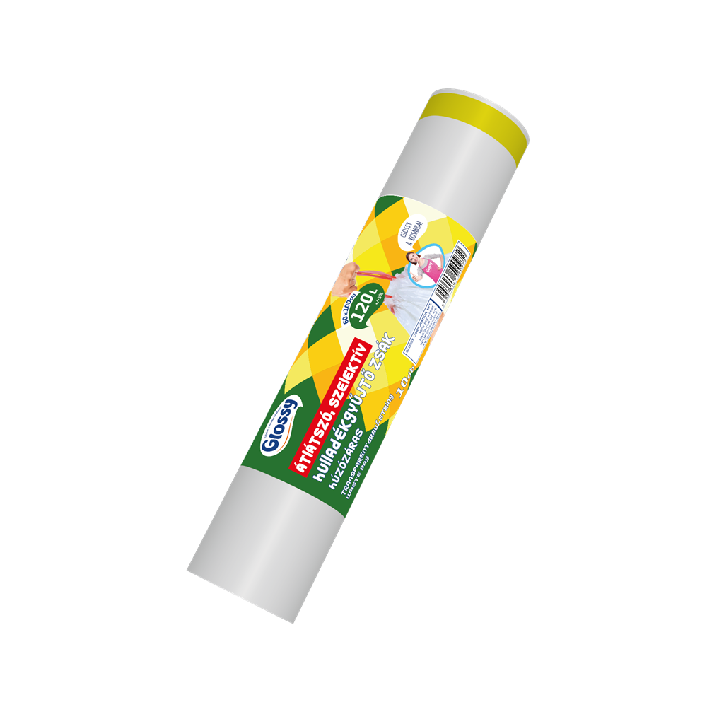 Szemeteszsák zárószalagos 120 liter 60 x 100 cm 10 db/tekercs Glossy átlásztó